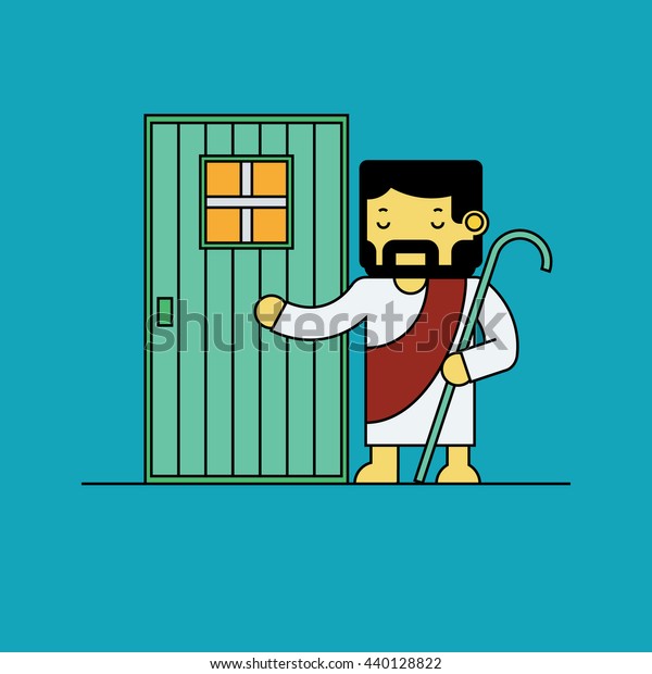 Jesus Knocking On Door Stock Vector (Royalty Free) 440128822 | Shutterstock