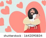 Jesus and the lamb Religious concepts Is a vector that can be used for design and various media.