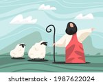 Jesus and the lamb Religious concepts Is a vector that can be used for design and various media.