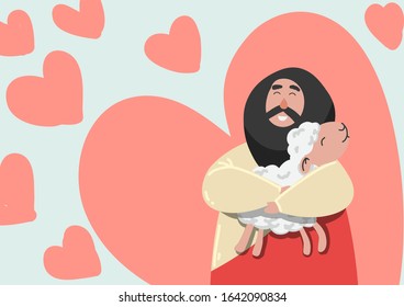 Jesus and the lamb Religious concepts Is a vector that can be used for design and various media.