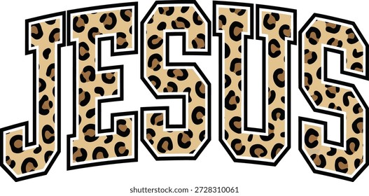 Tipografía de impresión de leopardo de Jesús con contorno audaz