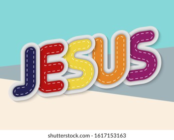 jesus letters banner with border stitches