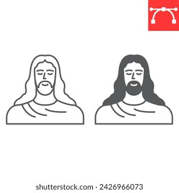 Jesus line and glyph icon, Easter and religion, christianity god vector icon, vector graphics, editable stroke outline sign, eps 10.