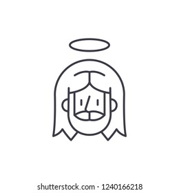 Jesus line icon concept. Jesus vector linear illustration, symbol, sign