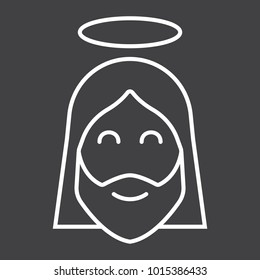 Jesus line icon, easter and holiday, christ sign vector graphics, a linear pattern on a black background, eps 10.