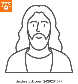Jesus line icon, outline style icon for web site or mobile app, holidays and Easter, Christianity god vector icon, simple vector illustration, vector graphics with editable strokes.