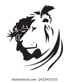Jesus Lion icon. Silhouette. Face of Jesus. Easter svg