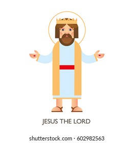 Jesus the Lord. Vector symbolic image of Jesus symmetrically modern, events from the life and ministry of Jesus icon