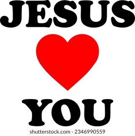 Jesus Loves Love Red Heart You Label Badge Sticker Vector EPS PNG Transparent No Background Clip Art Vector EPS PNG 