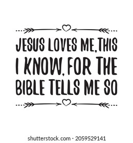 Jesus loves me this i know for the bible tells me so. Vector Quote
