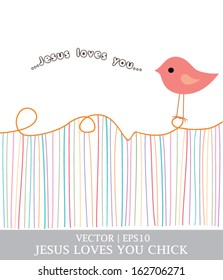 Jesus loves you chick for Christian church vector | EPS10