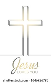 Jesus Loves You Christian Elegant Illustration on White Background