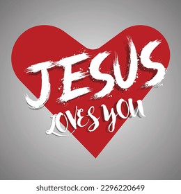 Jesus loves you with a heart shape vector illustration