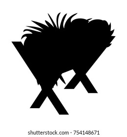 Jesus Manger. Vector Silhouette Icon Symbol Design. Vector Christmas illustration isolated on white background