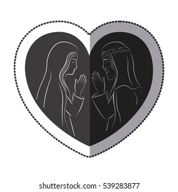 Jesus and Mary inside heart design