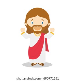 Jesus of Nazareth cartoon character. Vector Illustration. Kids History Collection.