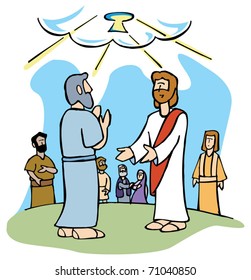 Jesus offers Peter the keys of the Kingdom of Heaven