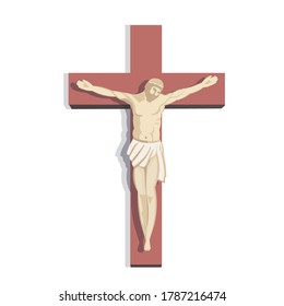 Jesus on the cross. Cartoon vector illustration