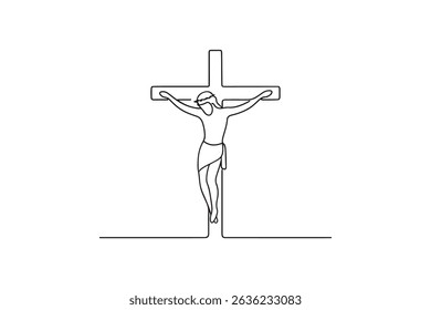 Jesus on the Cross continuous one line drawing minimalism design