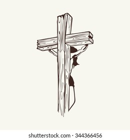 Jesus on the cross, hand drawn