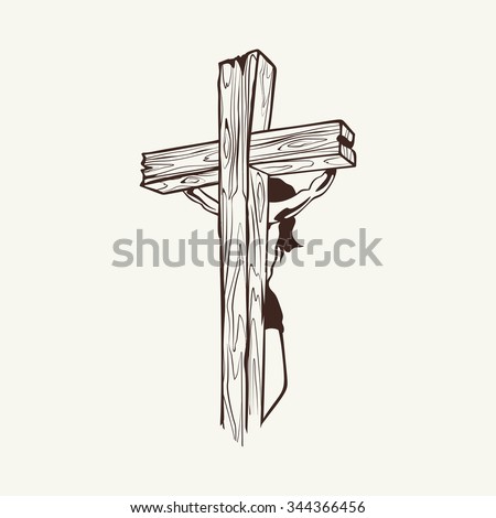 Jesus on the cross, hand drawn
