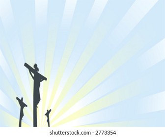 Jesus on the cross with light glowing in the background