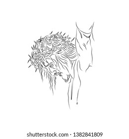 Jesus on cross vectorized illustration