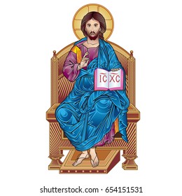 Jesus On Throne Color