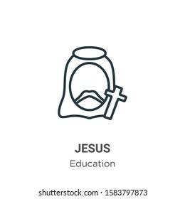 Jesus outline vector icon. Thin line black jesus icon, flat vector simple element illustration from editable literature concept isolated on white background