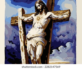 Jesus painting watercolor aquarelle as an illustration Religious concepts Can be used with various media and designs.Watercolor hand drawn sketch of Jesus in vector illustration.