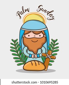 jesus with palm branches and bread to catholic religion