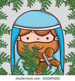 jesus with palm branches and catholic cross