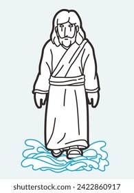 Jesus Performed the Miracle of Walking on Water Cartoon Graphic Vector