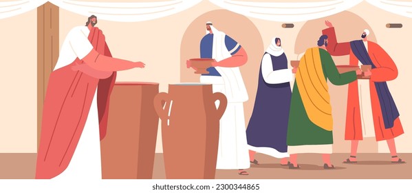 Jesus Performs Miracle At Wedding, Changing Water Into Wine which Tasted And Declared The Best Of The Feast