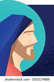 Jesus Portrait Illustration, Jesus face smiling, Jesus smiles