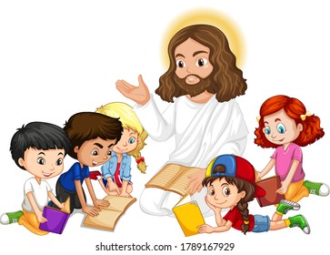 Jesus Preaching Children Group Cartoon Character Stock Vector (Royalty ...