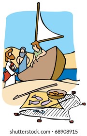 Jesus preaching to the fishermen and asking them to be follow him.