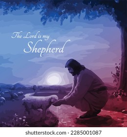 Jesus Quotes, Lord is my Shepherd Vector Template Design, Blessed, Christams, Good Friday, Palm Sunday