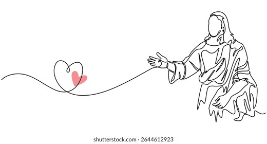 Jesus reaching out and giving love, Christianity Cross Praying Religion Symbol, Jesus Crucifixion, Christianity Statue Virgin Marie Ink, Black vector image of the Crucifixion of Christ on white