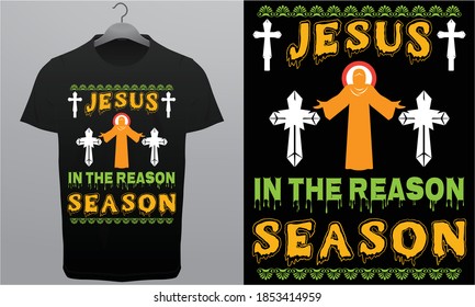Jesus in the Reason Sea Son Branding Creative Vector & AI Royalty T-Shirt Design Template. 