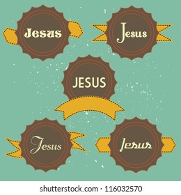 jesus retro label vector illustration