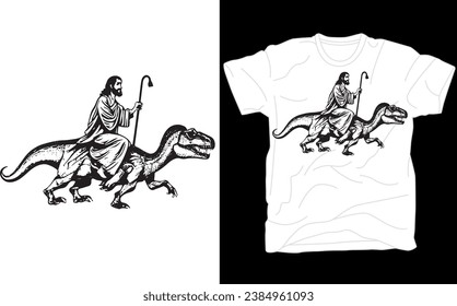Jesus Riding Dinosaur T Shirt, xmas,Funny Offensive T Shirt
