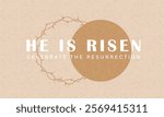 Jesus risen clipart background design. Happy easter sunday jesus christ risen catholic celebration with thorn crown flat element clip art . Vector illustration happy easter banner design.