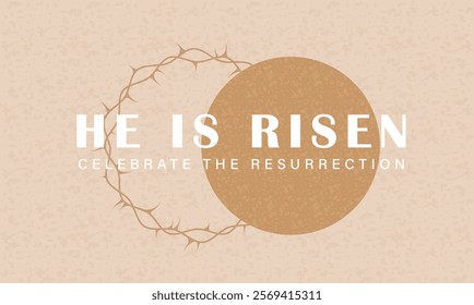 Jesus risen clipart background design. Happy easter sunday jesus christ risen catholic celebration with thorn crown flat element clip art . Vector illustration happy easter banner design.