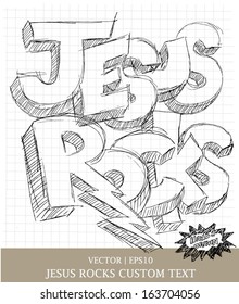 Jesus Rocks custom hand drawn religious art for Christian church vector | EPS10