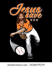 Jesus Save X Baseball t shirt Design 