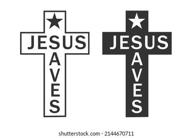Jesus saves icon.  Christian illustration symbol. Sign gospel vector.