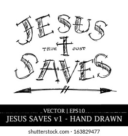 Jesus saves religious tattoo art design for Christian Bible church vector | EPS10