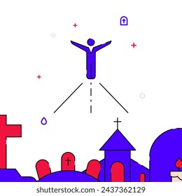 Jesus, Savior filled line vector icon, simple illustration, related bottom border.