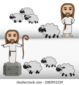 Jesus Shepherd Sheeps Stock Vector (Royalty Free) 1083951539 | Shutterstock